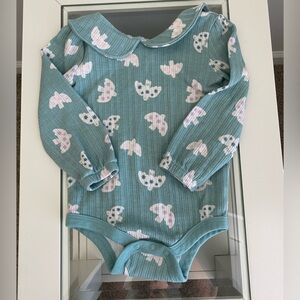 Granimals Teal Long-Sleeve One-Piece with Bird Print